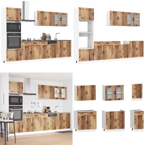 Set Mobili da Cucina 7 pz Kalmar Legno Vecchio in Truciolato - Mobili da cucina in truciolato - Armadi da cucina
