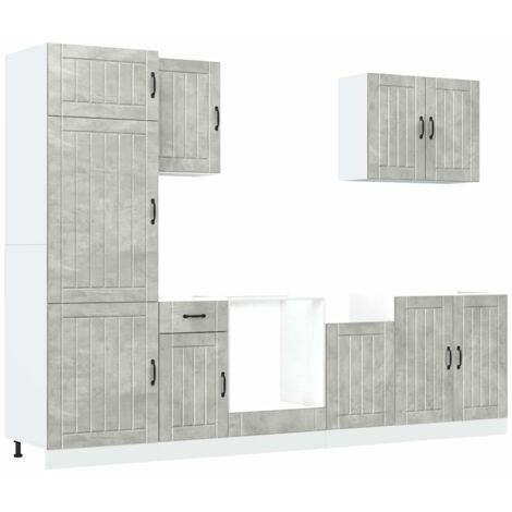 Set Mobili da Cucina 7 pz Lucca Grigio Cemento in Truciolato vidaXL