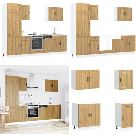 Set Mobili da Cucina 7 pz Lucca Rovere Artigianale Truciolato - Armadi da cucina - Pensili da cucina