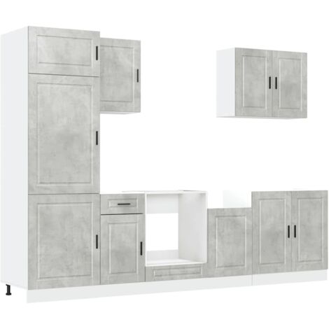 Set Mobili da Cucina 7 pz Porto Grigio Cemento in Truciolato vidaXL