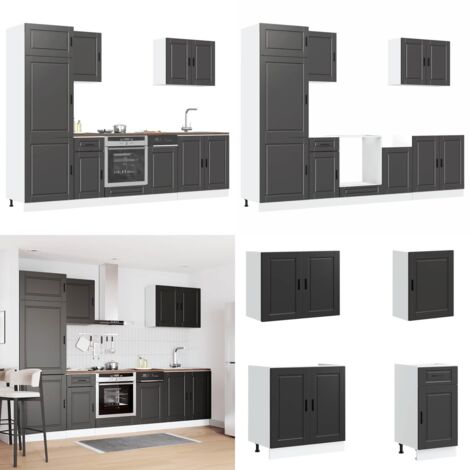 Set Mobili da Cucina 7 pz Porto Neri Legno Multistrato - Mobili da cucina - Armadi da cucina