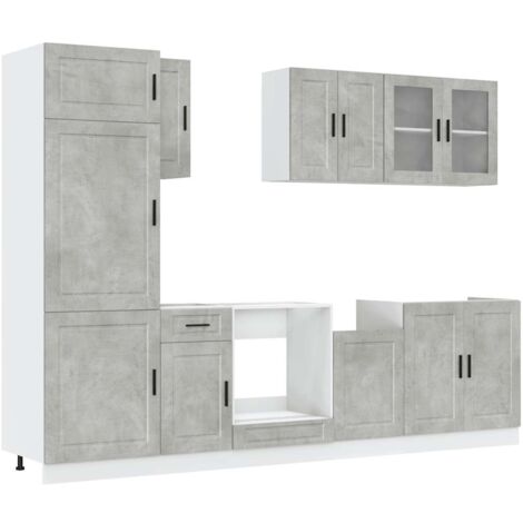 Set Mobili da Cucina 8 pz Kalmar Grigio Cemento in Truciolato vidaXL
