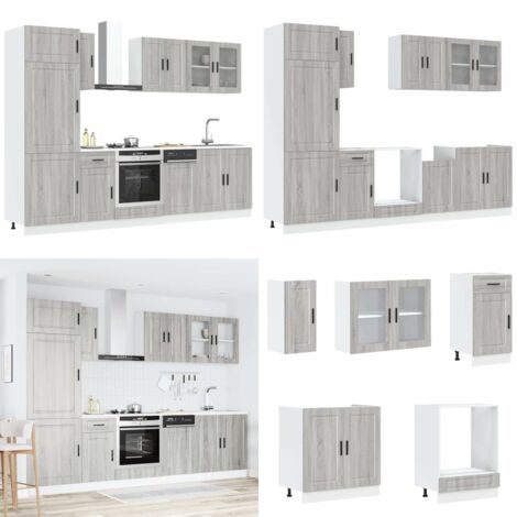 Set Mobili da Cucina 8 pz Kalmar Grigio Sonoma in Truciolato - Armadi da cucina - Armadi per forno