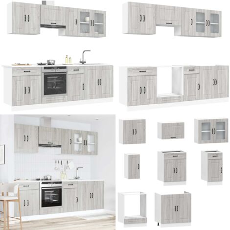 Set Mobili da Cucina 8 pz Kalmar Grigio Sonoma in Truciolato - Armadi da cucina - Mobili in legno