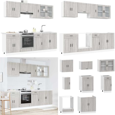 Set Mobili da Cucina 8 pz Kalmar Grigio Sonoma in Truciolato - Armadi da cucina - Mobili in legno