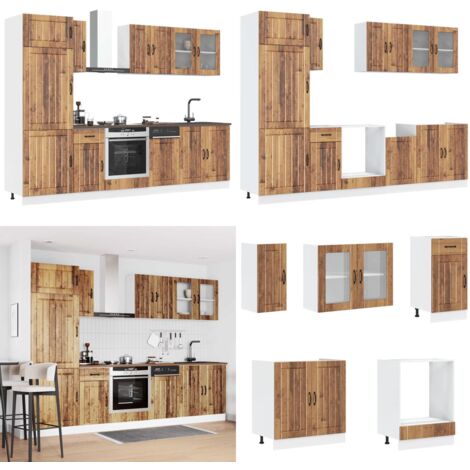 Set Mobili da Cucina 8 pz Kalmar Legno Vecchio in Truciolato - Armadi da cucina - Pensili da cucina