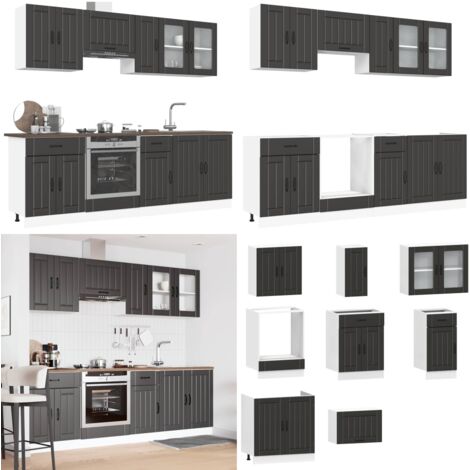 Set Mobili da Cucina 8 pz Kalmar Neri Legno Multistrato - Armadi da cucina - Mobili da cucina in legno