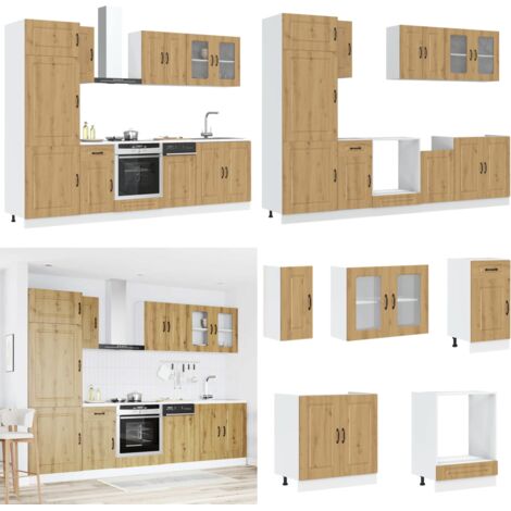 Set Mobili da Cucina 8 pz Kalmar Rovere Artigianale Truciolato - Armadi da cucina - Pensili da cucina