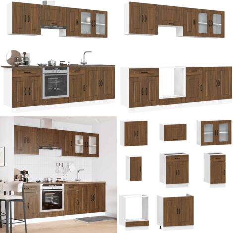 Set Mobili da Cucina 8 pz Kalmar Rovere Marrone in Truciolato - Armadi da cucina - Mobili da cucina in legno