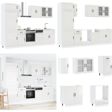 Set Mobili da Cucina 8 pz Lucca Bianchi Lucido in Truciolato - Mobili da cucina - Cucina moderna