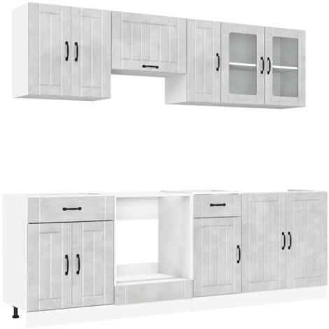 Set Mobili da Cucina 8 pz Lucca Grigio Cemento in Truciolato vidaXL