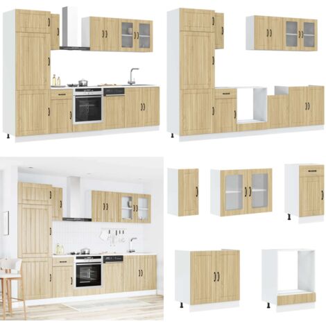 Set Mobili da Cucina 8 pz Lucca Rovere Sonoma in Truciolato - Mobili da cucina in truciolato - Mobili da cucina con scomparti