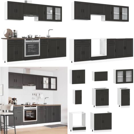 Set Mobili da Cucina 8 pz Porto Neri Legno Multistrato - Mobili da cucina - Armadi da cucina
