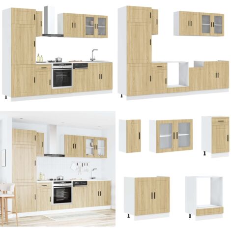 Set Mobili da Cucina 8 pz Porto Rovere Sonoma in Truciolato - Mobili da cucina in truciolato - Mobili da cucina con scomparti