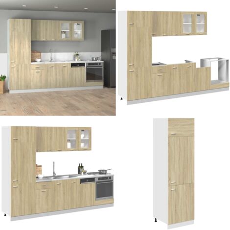 Set Mobili da Cucina 8pz “Lyon” Rovere Sonoma in Truciolato - Armadio da cucina - Armadietto da cucina