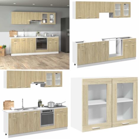 Set Mobili da Cucina 8pz “Lyon” Rovere Sonoma in Truciolato - Mobili da cucina - Archiviazione cucina