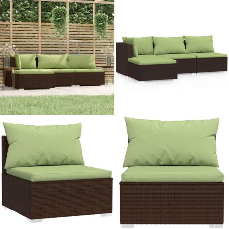 Set Mobili da Giardino 4 pz con Cuscini in Polyrattan Marrone - Seduta da patio - Rattan PE