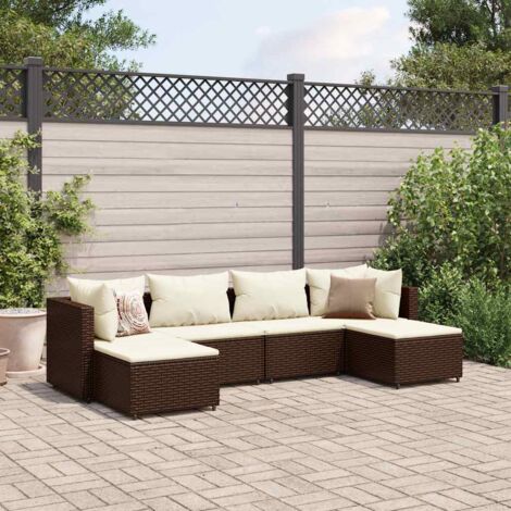 Set Mobili da Giardino 6pz con Cuscini in Polyrattan Marrone vidaXL