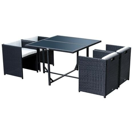 Set tavolino e sedie da gairdino effetto Rattan Salottino da esterno  completo 3 pezzi: Tavolino e 2 Sedie - Duetto - RT Divisione Metalli Shop