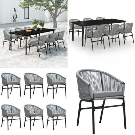 Set Mobili da Pranzo da Giardino 7 pz Antracite - Tavolo da pranzo da esterno - Sedie da giardino