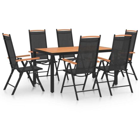 Set Mobili da Pranzo da Giardino 7 pz in Alluminio Nero vidaXL