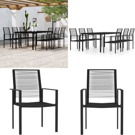 Set Mobili da Pranzo da Giardino 7 pz Nero - Tavolo da pranzo da esterno - Sedie da giardino