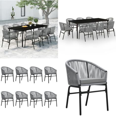 Set Mobili da Pranzo da Giardino 9 pz Antracite - Tavolo da pranzo esterno - Sedie da giardino