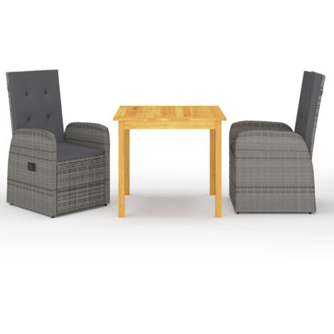 Set Mobili da Pranzo per Giardino 3 pz Grigio