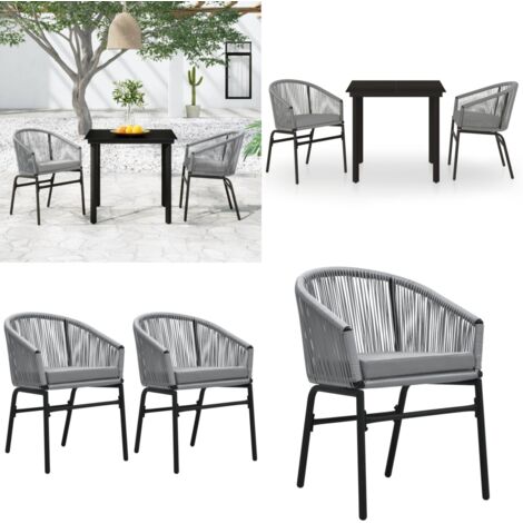 Set Mobili da Pranzo per Giardino 3 pz Grigio - Tavolo da pranzo da esterno - Sedie da giardino