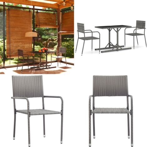 Set Mobili da Pranzo per Giardino 3 pz Grigio - Tavolo da pranzo esterno - Sedie da giardino