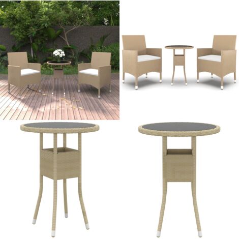 Set Mobili da Pranzo per Giardino 3 pz in Polyrattan Beige - Tavolo da pranzo da giardino - Sedie da giardino
