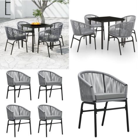 Set Mobili da Pranzo per Giardino 5 pz Antracite - Tavolo da pranzo da giardino - Sedie da giardino