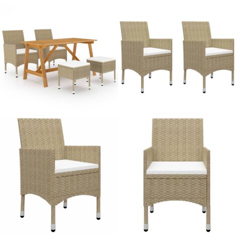 Set Mobili da Pranzo per Giardino 5 pz Beige - Sedie da giardino - Sgabelli da pranzo