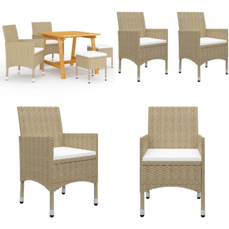 Set Mobili da Pranzo per Giardino 5 pz Beige - Tavolo da pranzo in legno - Sedie da giardino