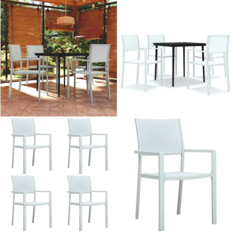 Set Mobili da Pranzo per Giardino 5 pz Bianco - Tavolo da pranzo da giardino - Sedie da pranzo da esterno