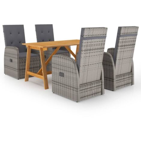 Set Mobili da Pranzo per Giardino 5 pz Grigio