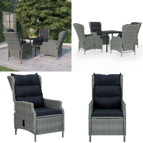 Set Mobili da Pranzo per Giardino 5 pz Grigio Chiaro - Sedie da giardino - Tavolo da giardino