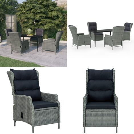 Set Mobili da Pranzo per Giardino 5 pz Grigio Chiaro - Sedie da giardino - Tavolo da giardino