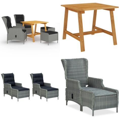 Set Mobili da Pranzo per Giardino 5 pz Grigio Chiaro - Tavolo da pranzo da esterno - Sedie da giardino