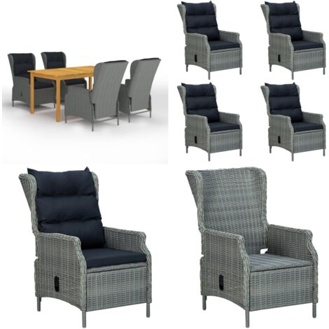 Set Mobili da Pranzo per Giardino 5 pz Grigio Chiaro - Tavolo da pranzo da esterno - Sedie da giardino