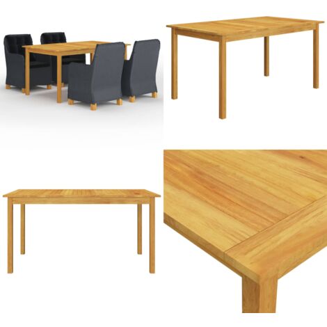 Set Mobili da Pranzo per Giardino 5 pz Grigio Scuro - Tavolo da pranzo da giardino - Sedie da giardino