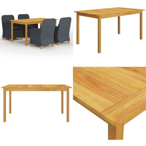 Set Mobili da Pranzo per Giardino 5 pz Grigio Scuro - Tavolo da pranzo da giardino - Sedie da giardino