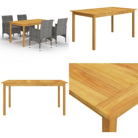 Set Mobili da Pranzo per Giardino 5 pz Grigio - Sedie da giardino - Set da pranzo esterno
