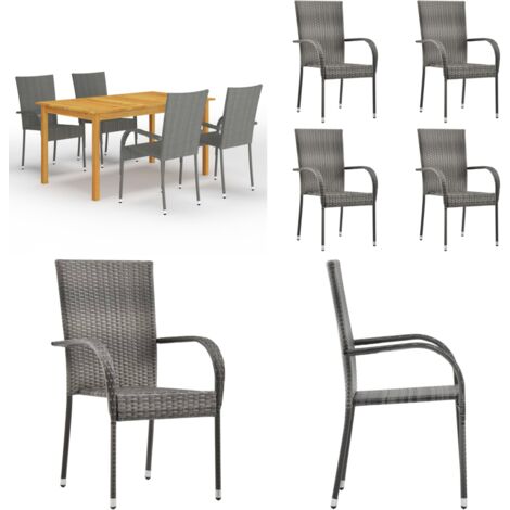 Set Mobili da Pranzo per Giardino 5 pz Grigio - Tavolo da pranzo da esterno - Sedie da giardino