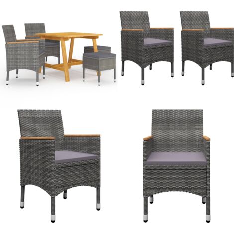 Set Mobili da Pranzo per Giardino 5 pz Grigio - Tavolo da pranzo da giardino - Sedie da pranzo da giardino