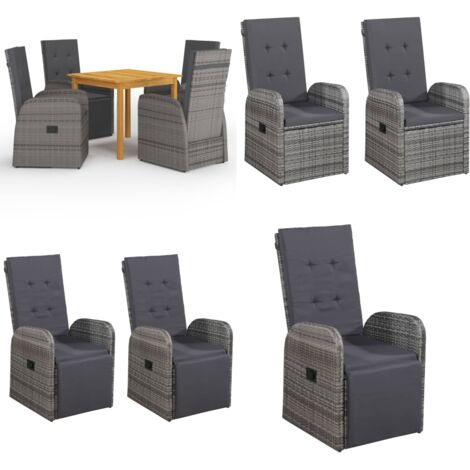 Set Mobili da Pranzo per Giardino 5 pz Grigio - Tavolo da pranzo da giardino - Sedie da pranzo da giardino