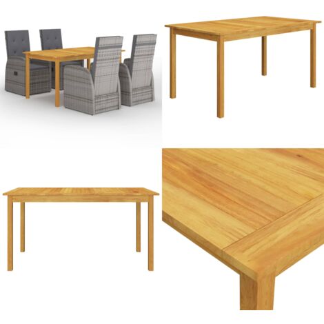 Set Mobili da Pranzo per Giardino 5 pz Grigio - Tavolo da pranzo da giardino - Sedie da pranzo da giardino