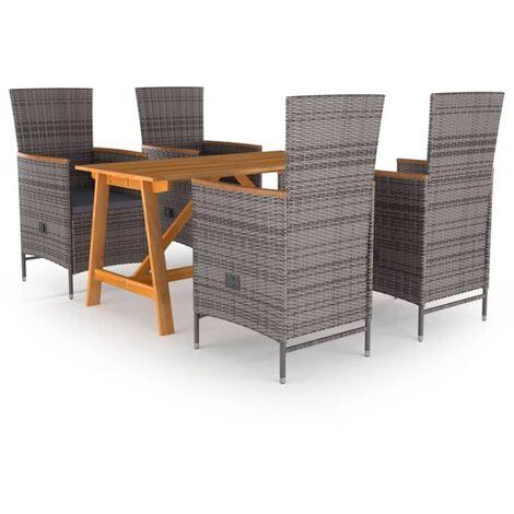 Set Mobili da Pranzo per Giardino 5 pz Grigio vidaXL