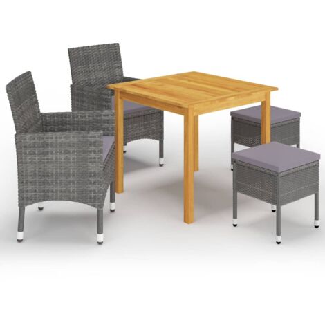 Set Mobili da Pranzo per Giardino 5 pz Grigio vidaXL