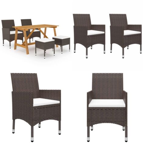 Set Mobili da Pranzo per Giardino 5 pz Marrone - Tavolo da pranzo da esterno - Sedie da giardino